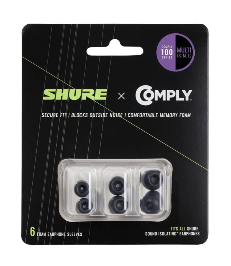 Almohadillas de espuma para auriculares Shure Comply Serie 100 paquete de 6 (S/M/L)