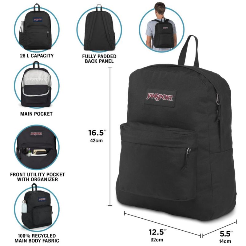 Mochila JanSport con licencia oficial NCAA Purdue Boilermakers Superbreak Plus con funda acolchada para laptop de 15 pulgadas bolsa de ordenador