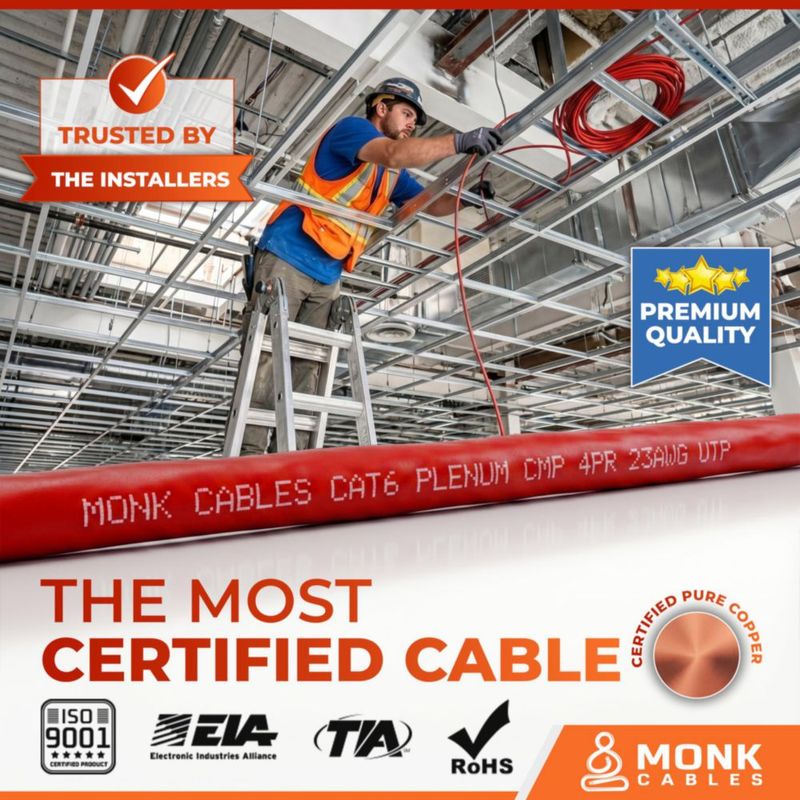 Cable Ethernet MONK CABLES CAT6 305 m Rojo CMP (Calificado para Plenum)