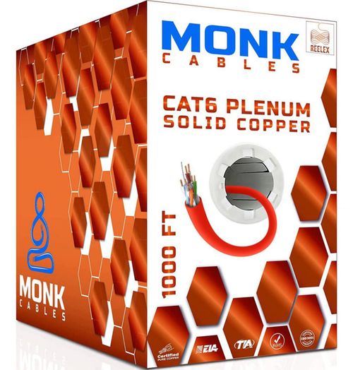 Cable Ethernet MONK CABLES CAT6 305 m Rojo CMP (Calificado para Plenum)