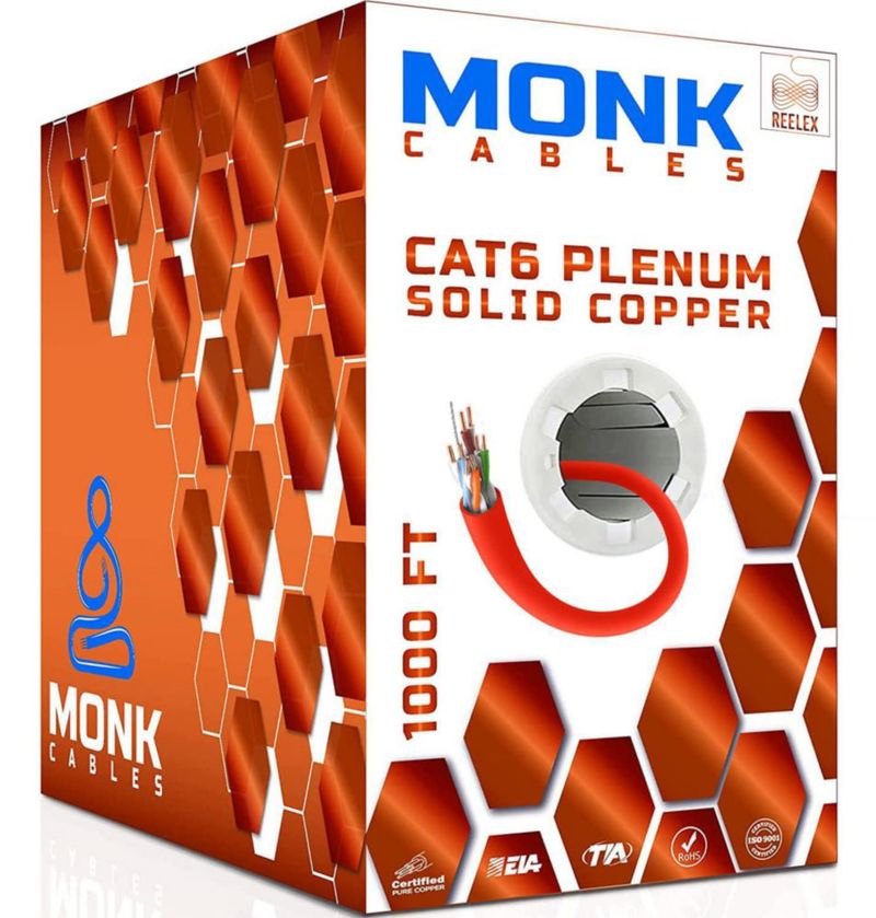 Cable Ethernet MONK CABLES CAT6 305 m Rojo CMP (Calificado para Plenum)
