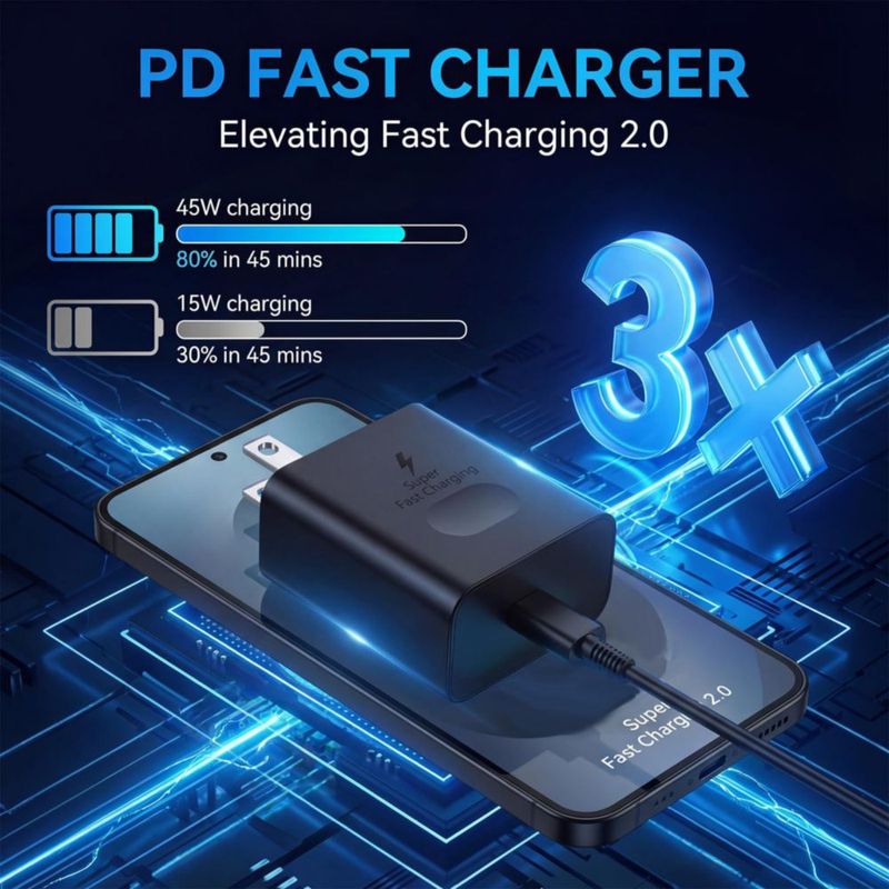 Cargador USB‑C Huntkey 45W de carga rápida con cable de 5A