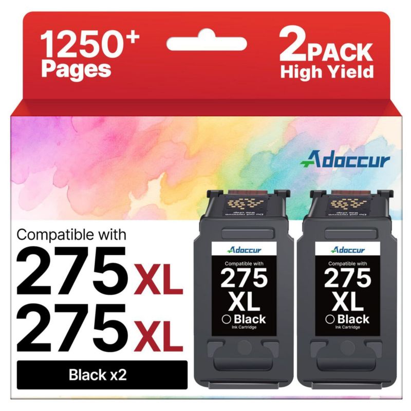 Cartucho de tinta negro Adoccur 275XL (2 unidades) de alto rendimiento