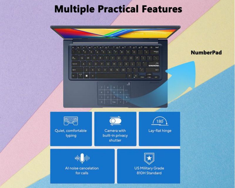 Portátil ASUS Vivobook 14" i7‑1355U 12 GB RAM 512 GB SSD