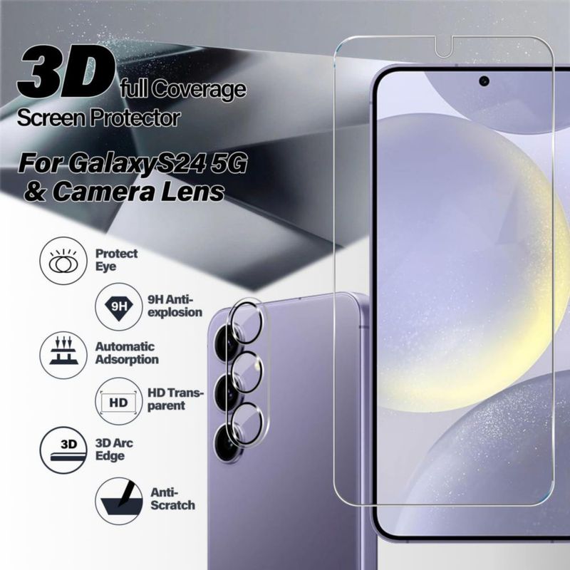 Protector de pantalla BIGFACE Galaxy S24 Pack 2+2 Transparente HD