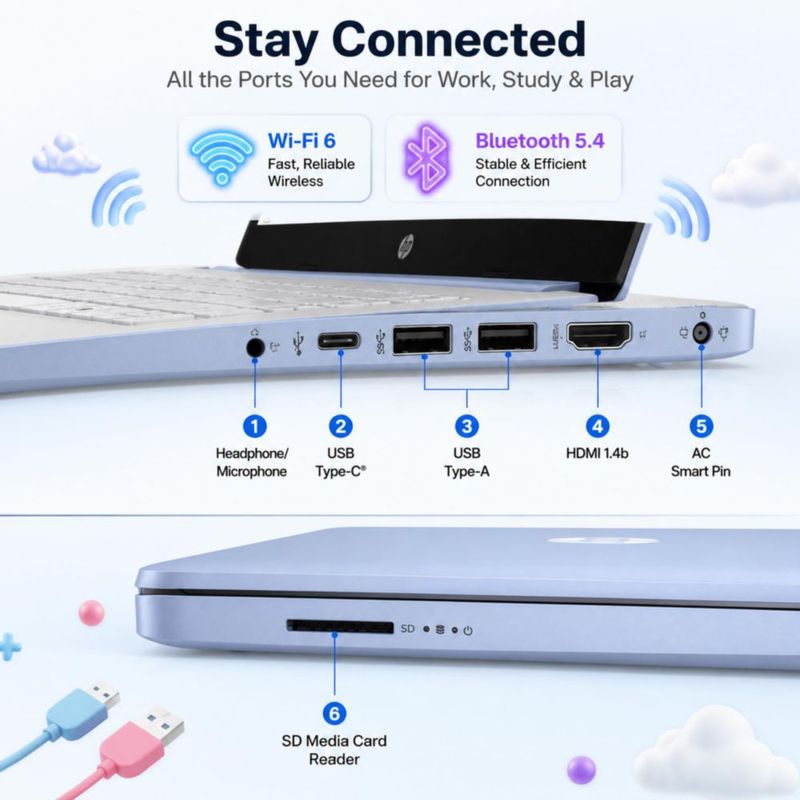 Portátil HP de 14" 8 GB RAM Wi‑Fi 6 Office 365 128 GB