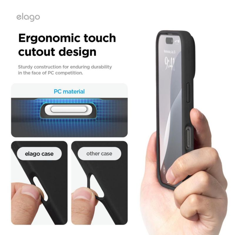 Funda de silicona líquida negra elago para iPhone 16 Pro Max