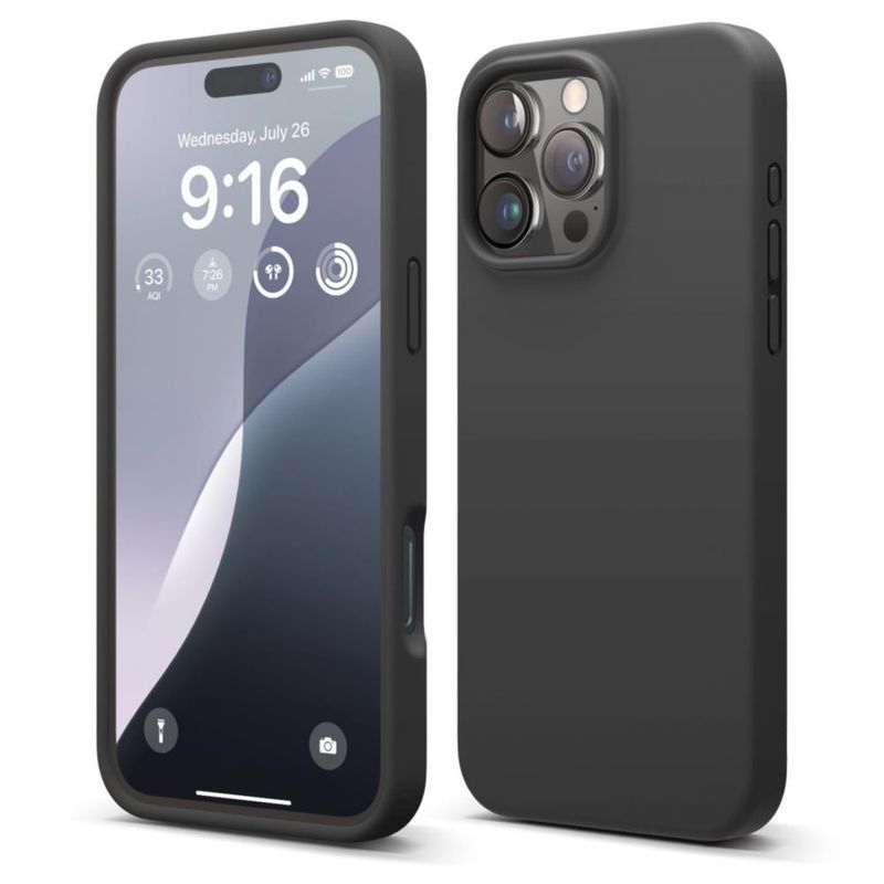 Funda de silicona líquida negra elago para iPhone 16 Pro Max