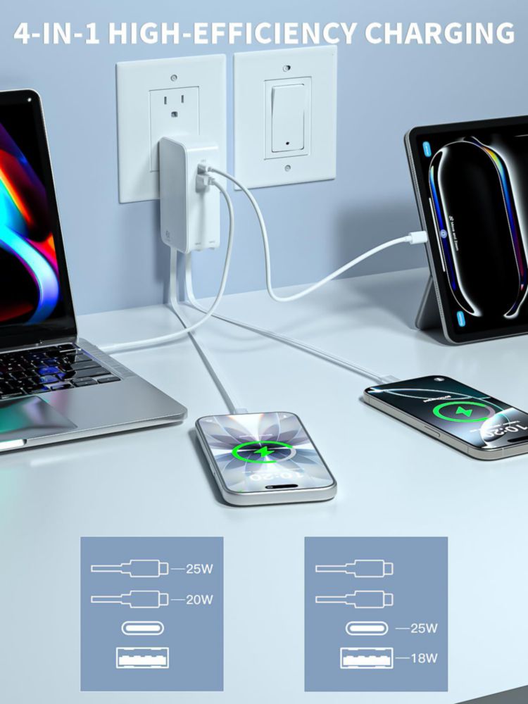 Cargador ProTVSolutions 45W 4 en 1 Plegable USB‑C