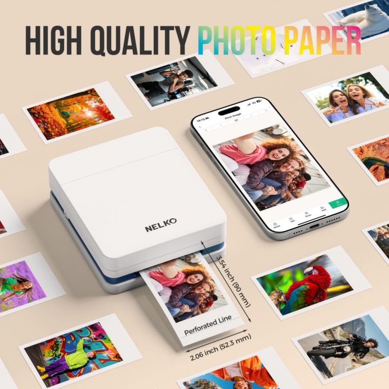 Papel Fotográfico Nelko 2x3" paquete de 30 blanco con respaldo adhesivo