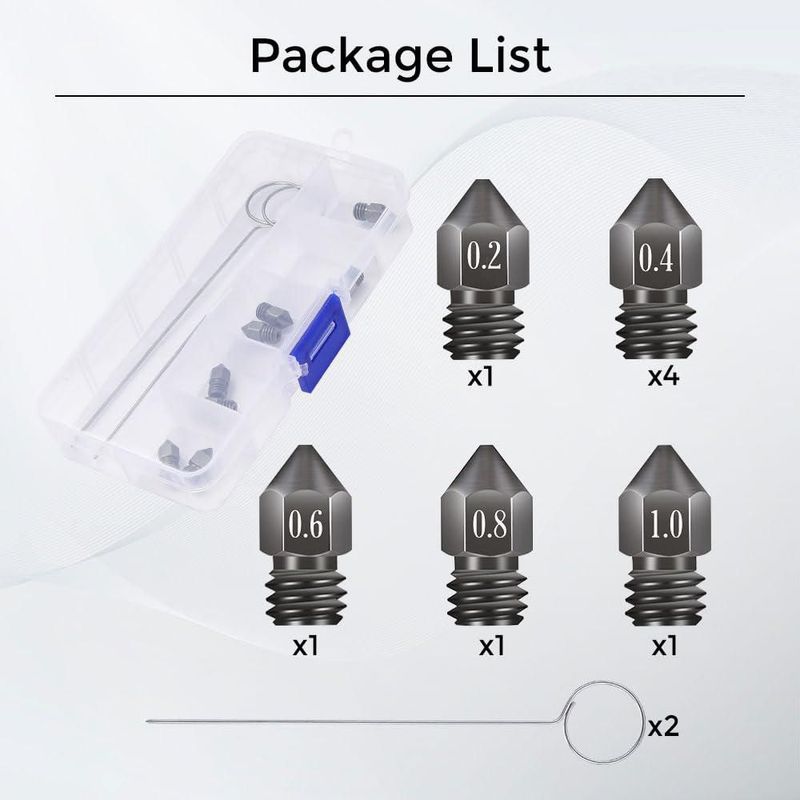 Boquillas para impresora 3D Creality MK8 8 pzas 02‑10 mm