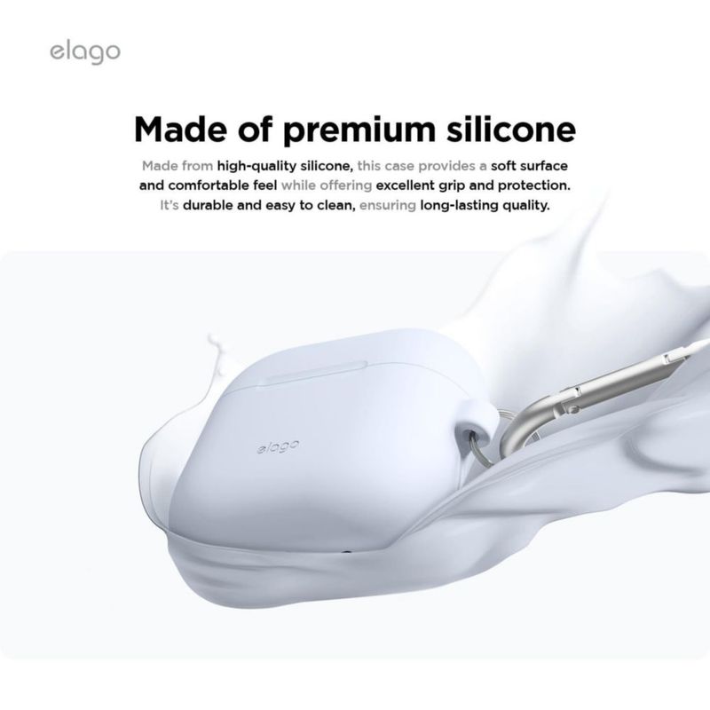 Funda de silicona elago para AirPods 4 con mosquetón