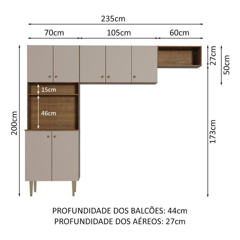 Cocina integral completa modular madesa gourmet 235cm mc