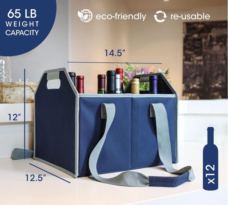 Portabotellas de Vino TheBarsentials 12 Botellas Plegable Azul Marino