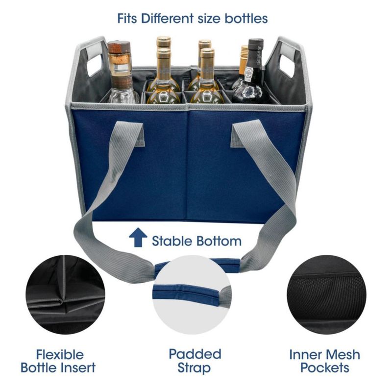 Portabotellas de Vino TheBarsentials 12 Botellas Plegable Azul Marino