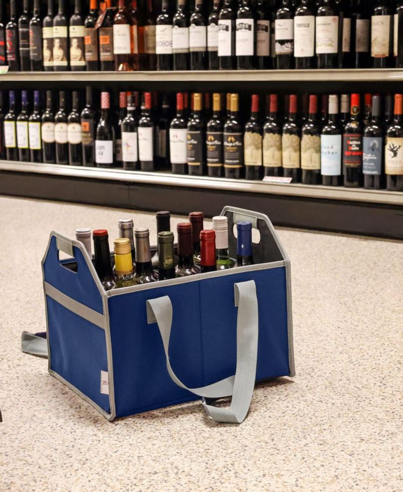 Portabotellas de Vino TheBarsentials 12 Botellas Plegable Azul Marino