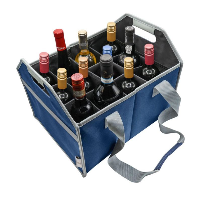 Portabotellas de Vino TheBarsentials 12 Botellas Plegable Azul Marino