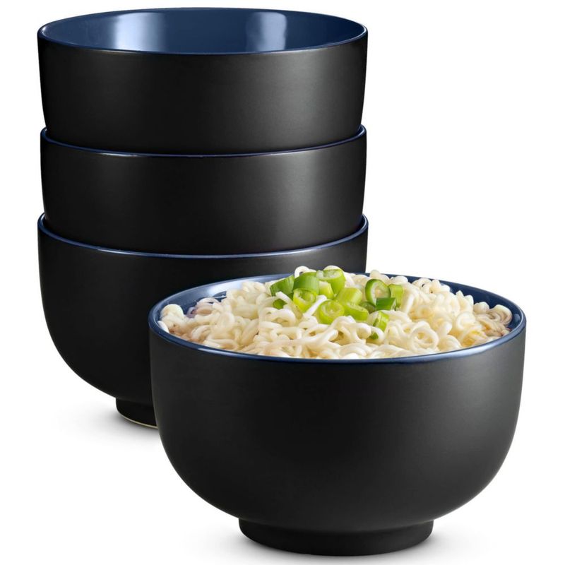 Juego de 4 tazones KooK de cerámica para ramen 1 L negro/azul marino