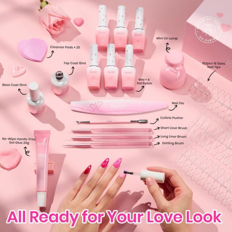 Kit de Tips de Uña Beetles Gel Polish 192 piezas – Corte de Corazón