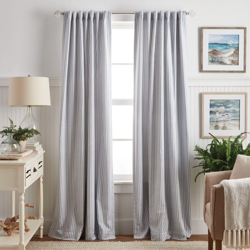 Cortinas Martha Stewart 213 cm Blanco/Azul - Juego de 2 paneles