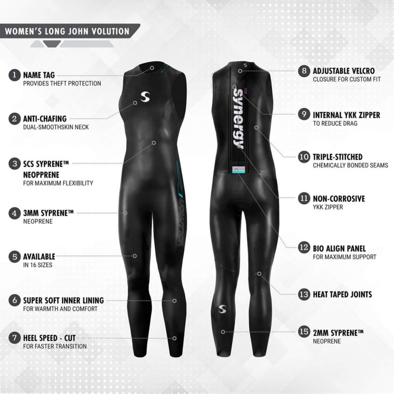 Traje de neopreno Synergy Volution 3/2 mm sin mangas negro