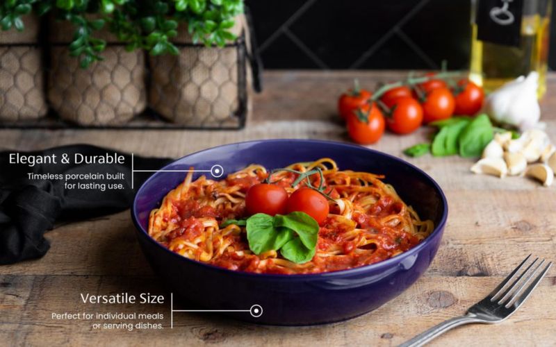 Juego de 4 tazones para pasta KooK de 40 onzas color azul cobalto