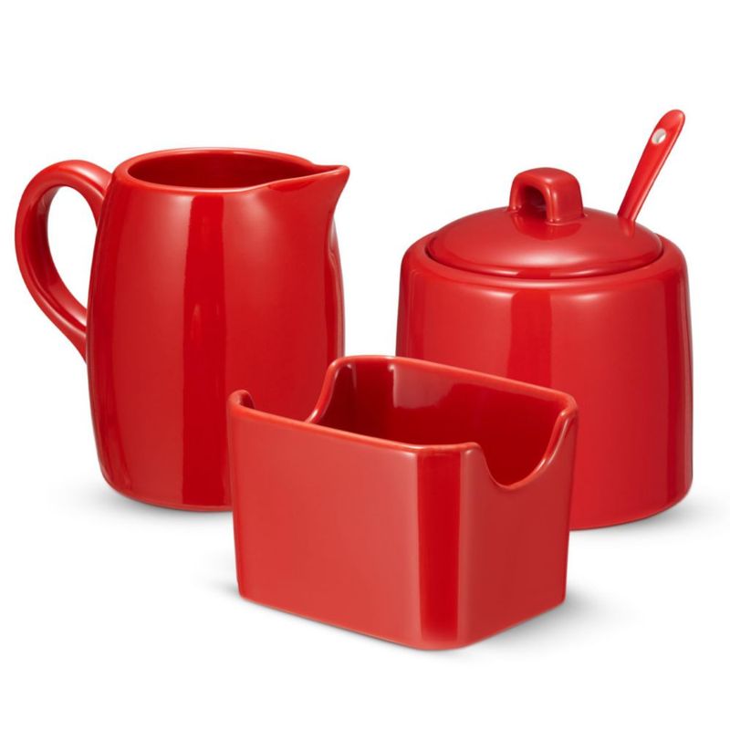 Set de Azúcar y Crema KooK 3 Piezas – Cuenco Rojo