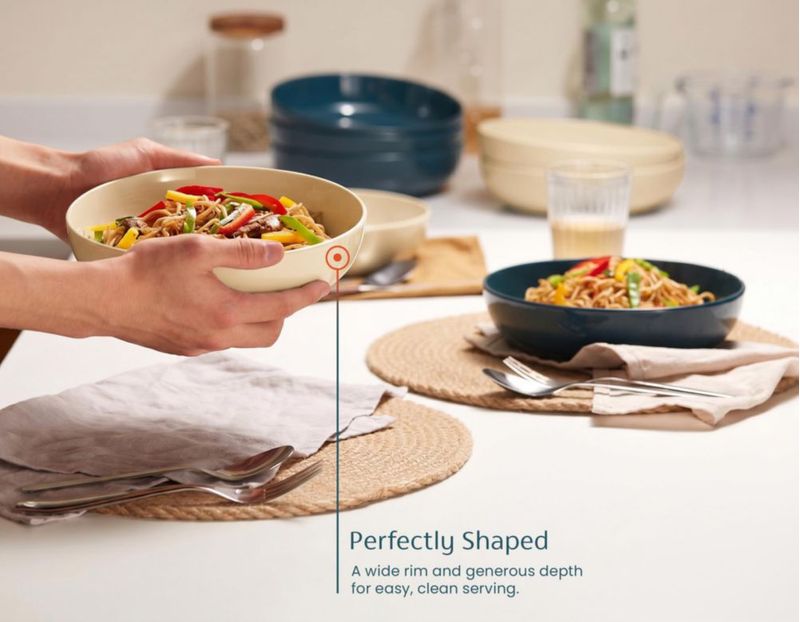 Juego de 4 tazones para pasta KooK de 1200 ml color marfil
