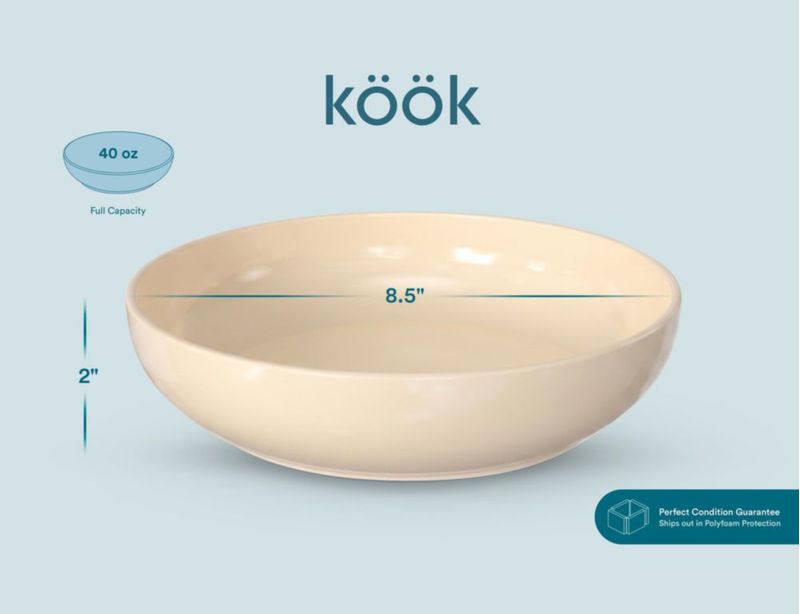 Juego de 4 tazones para pasta KooK de 1200 ml color marfil