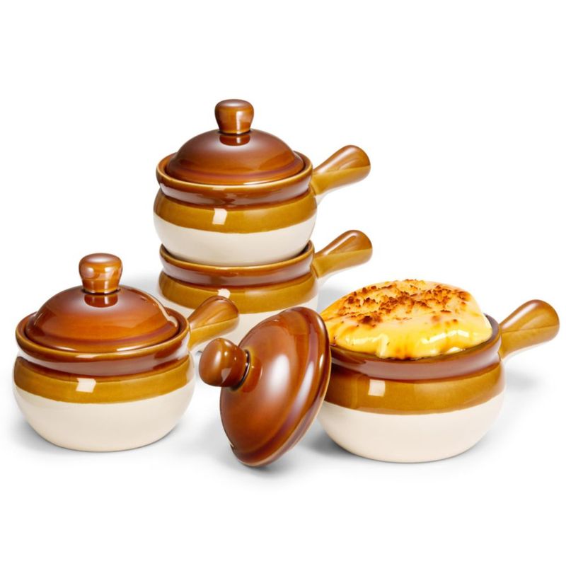 Juego de 4 cazuelas KooK de 430 ml color marrón/blanco