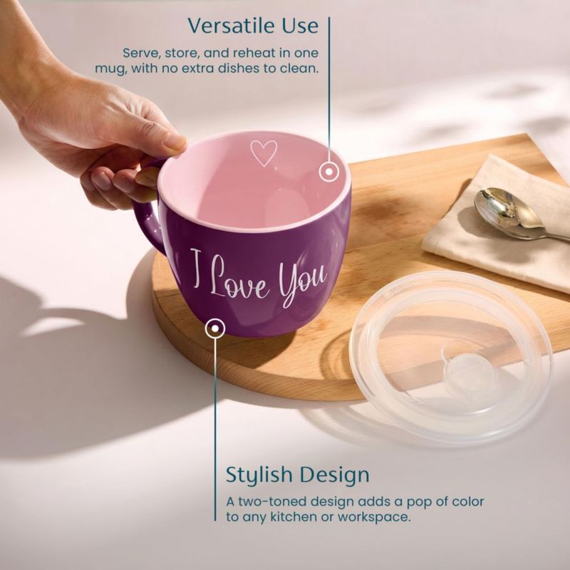 Taza de sopa KooK 710 ml con tapa - Pack de 2 - Día de la Madre