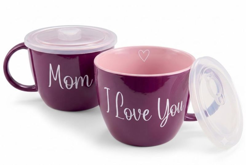 Taza de sopa KooK 710 ml con tapa - Pack de 2 - Día de la Madre