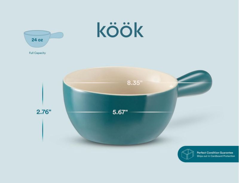 Cazuelas KooK 700 ml Degradado Verde Azulado - Pack de 4