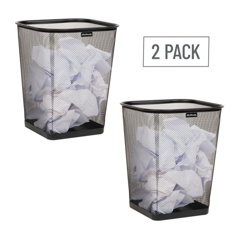 Cubo de basura Mind Reader de malla metálica 25 cm paquete de 2 negro
