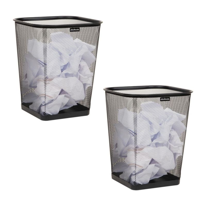 Cubo de basura Mind Reader de malla metálica 25 cm paquete de 2 negro