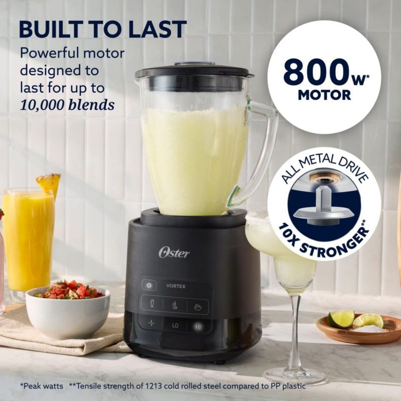 Licuadora Oster Vortex 800 W negra con vaso de vidrio de 16 L