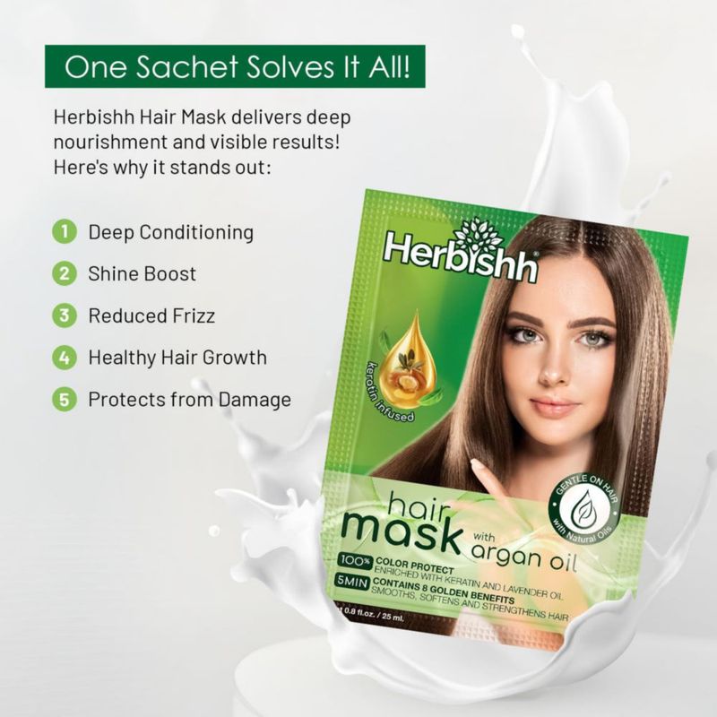 Mascarilla Capilar Herbishh 25 ml Aceite de Argán y Keratina