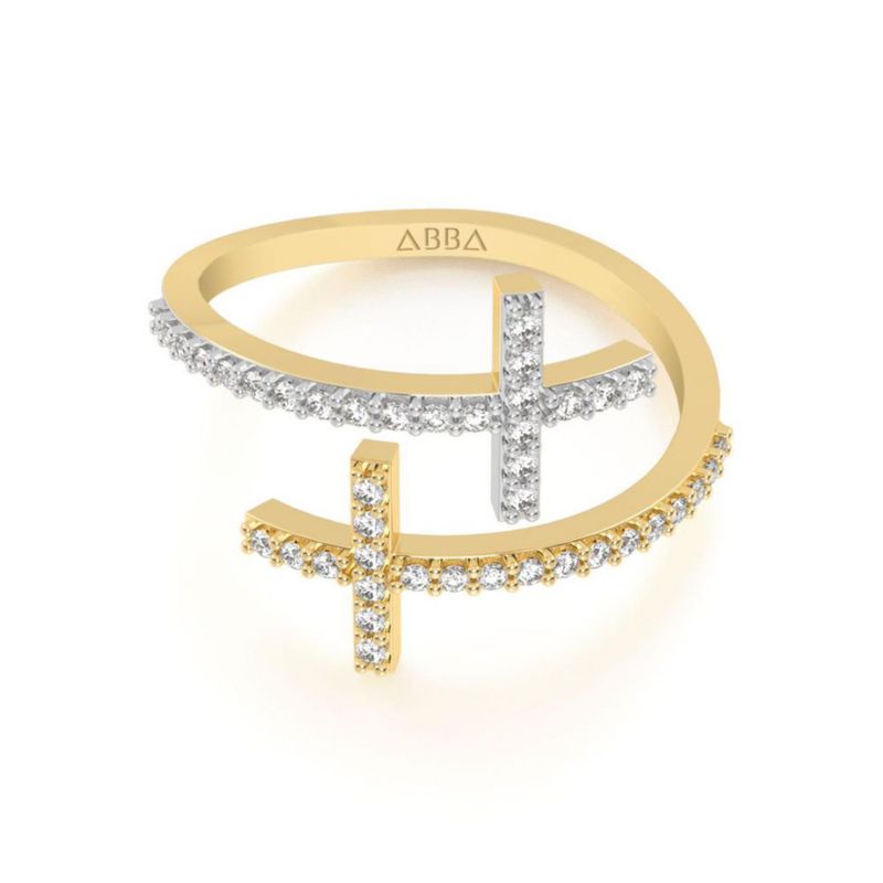 Anillo de dos cruces 10K Oro Abba Joyas