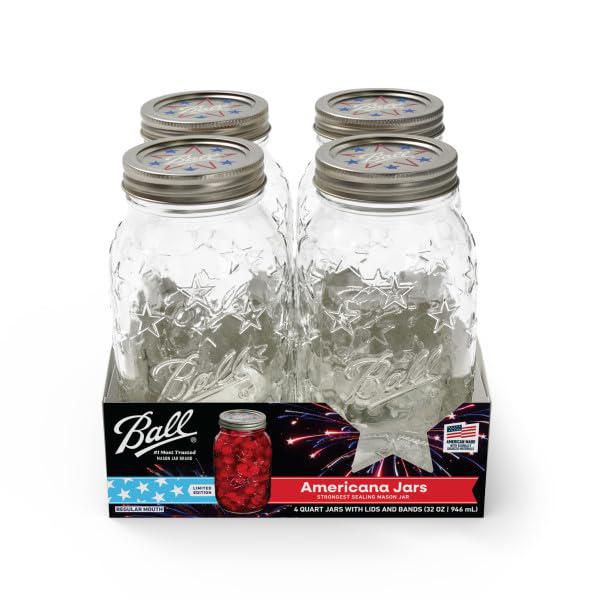 Tarros de vidrio Ball Americana de boca regular 950 ml (paquete de 8)