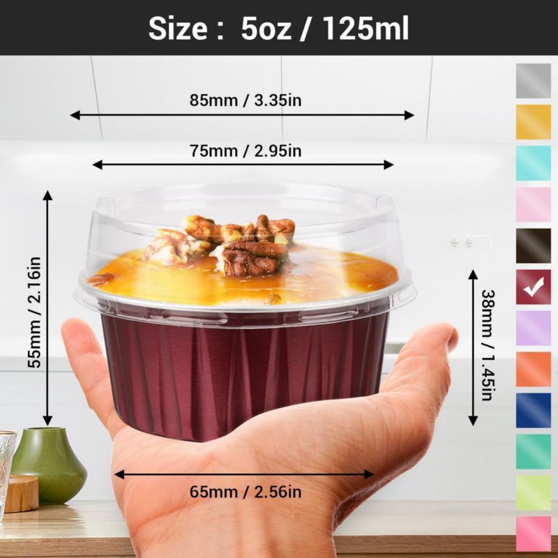 Tazas para hornear EUSOAR 100 uds 5 oz color vino con tapas
