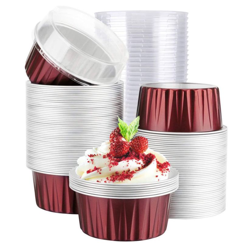 Tazas para hornear EUSOAR 100 uds 5 oz color vino con tapas