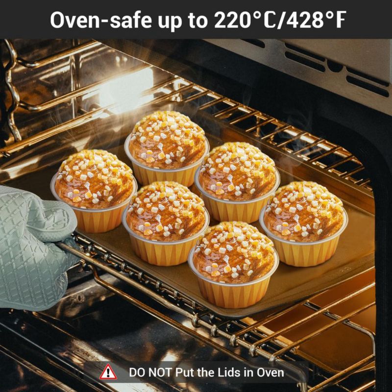 Vasitos para muffins EUSOAR 100 uds 125 ml con tapas doradas
