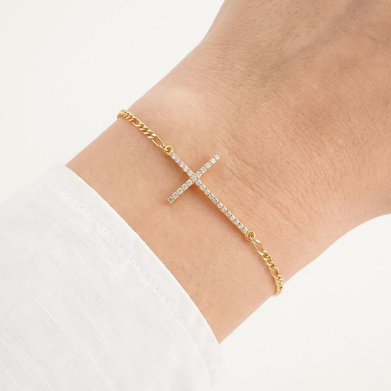 Pulso Cartier con Cruz 2mm 18cm 10K Oro Abba Joyas