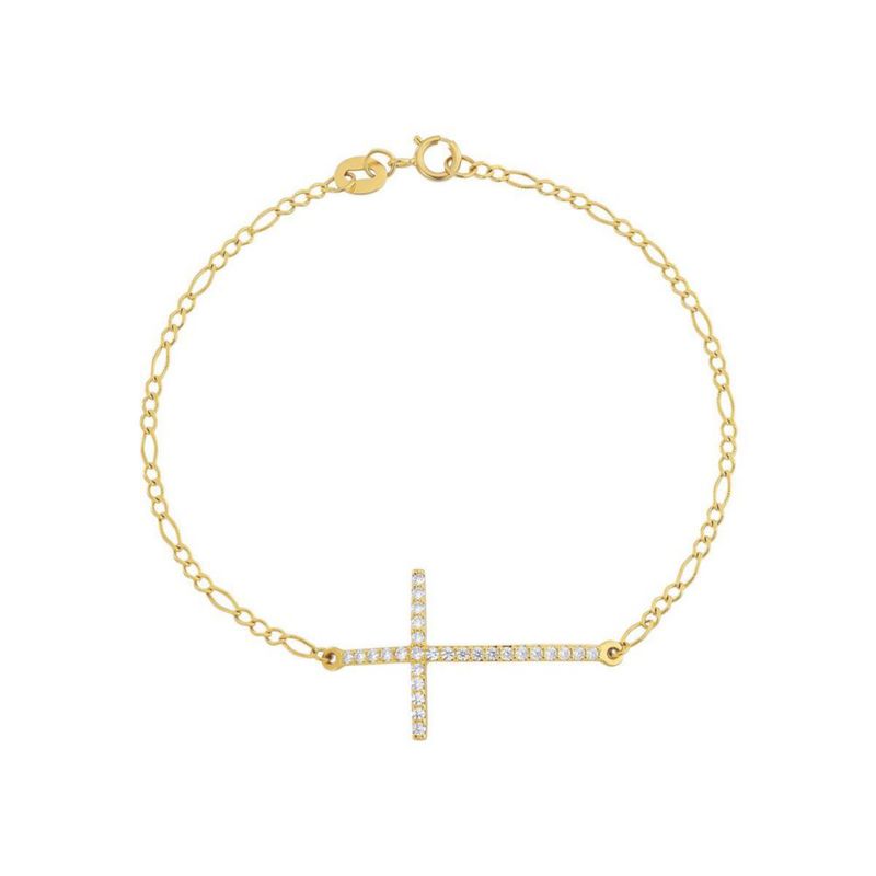 Pulso Cartier con Cruz 2mm 18cm 10K Oro Abba Joyas