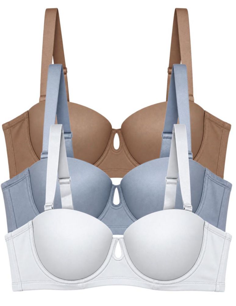 Set con 3 Brasieres para Dama en Copa D o DD, Incluye 3 Colores Diferentes 6733PACK3BCOCAFEAZUL