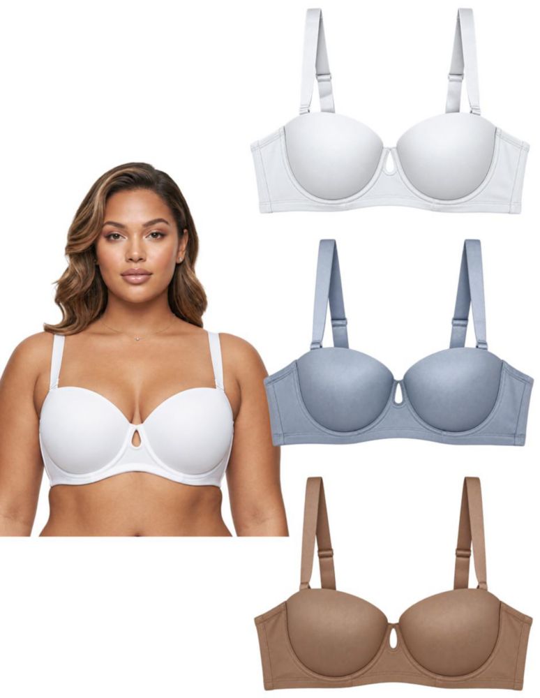 Set con 3 Brasieres para Dama en Copa D o DD, Incluye 3 Colores Diferentes 6733PACK3BCOCAFEAZUL
