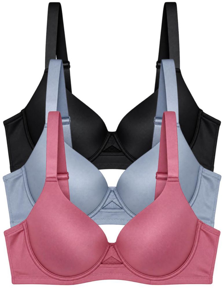 Set con 3 Brasieres para Dama en Copa D o DD, Incluye 3 Colores Diferentes 6805PACK3NGROAZULROSA