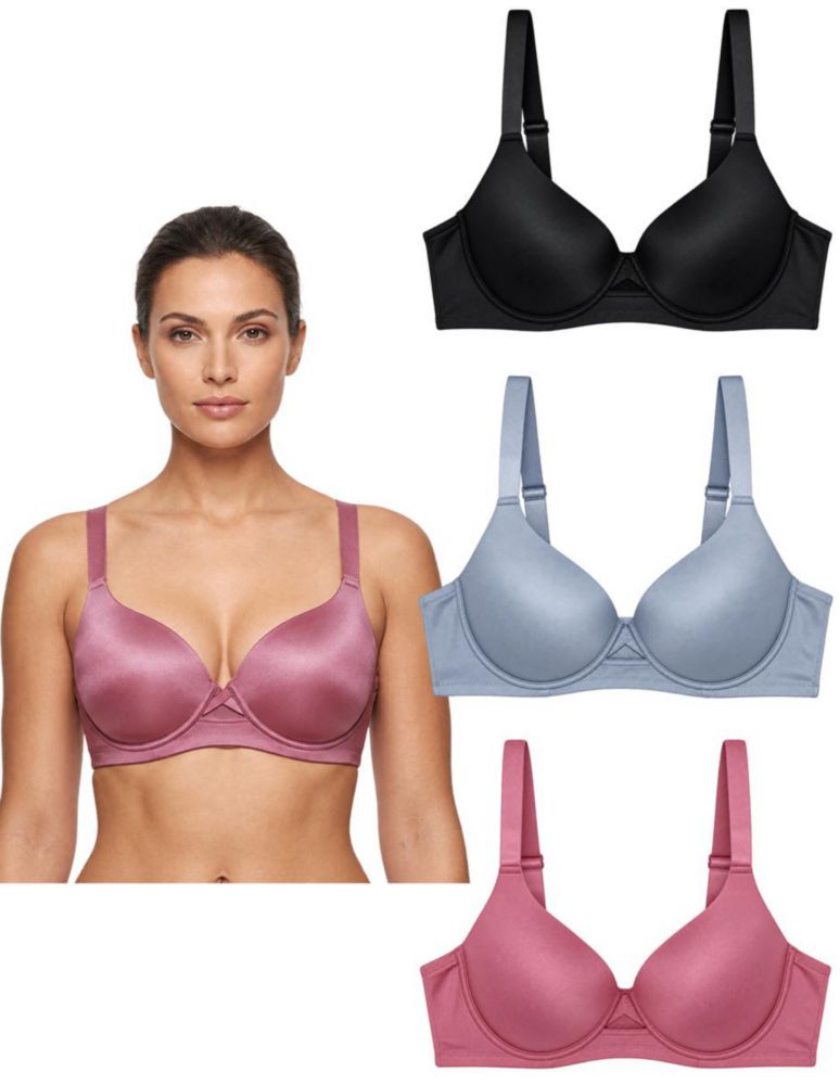 Set con 3 Brasieres para Dama en Copa D o DD, Incluye 3 Colores Diferentes 6805PACK3NGROAZULROSA