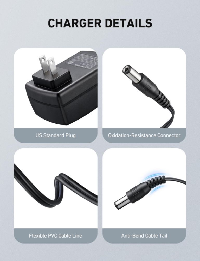 Cargador de baterías AstroAI 20 V 17 A con indicador LED
