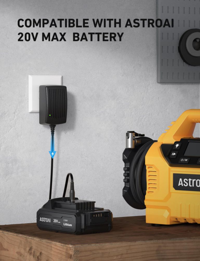 Cargador de baterías AstroAI 20 V 17 A con indicador LED